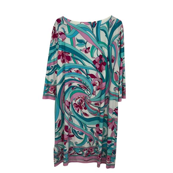 Retro Resort‎ Print Dress Sabrina Blue 2X Floral Swirl Y2K Statement - Picture 3 of 8